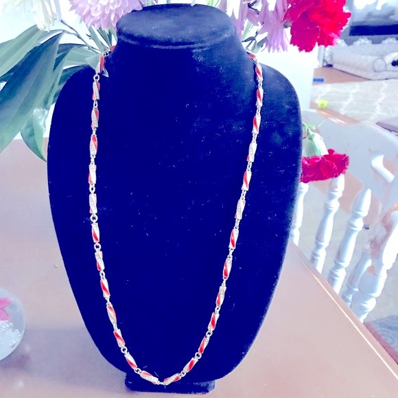 J.Crew Long Coral & Gold Tone Long Necklace - Picture 1 of 6